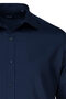 Navy Blue Classic Fit Slim Collar 100% Cotton Long Sleeve Satin Shirt - 2