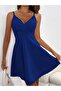 Women's Imported Crepe Dress with Rope Straps and Double-Breasted Collar - 2