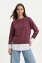 Burgundy Crew Neck Garnished Blouse 8375