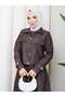 Tansel Check Jacket Buttoned Gilet Dress Coffee Hnt85971 - 5