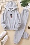 Girl's Chen Grape Cake Printed Tracksuit Set - Hooded Sweatshirt Jogger Sweatpants