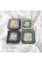 Hand-Knitted Crochet Ready-Made Motif 18 Pieces Crochet Granny Square Pattern 10X10 cm Blue Green Cream