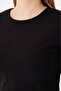 Women's Black Crew Neck Cotton Long Sleeve Basic Combed Cotton Tshirt Blouse - 3