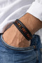 Men's Leather Bracelet Brown Agate Natural Stone Black Triple Leather Cord Magnetic Steel Bracelet - 3
