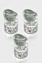 Mono 900 ml Flower Patterned 3-Piece Glass Jar Set 132065 Green - 3