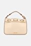 Women Brand Logo Hand Bag, Cream - 2