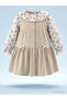 Buttoned Front Dress for 2-5 Years Old - Beige