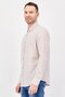 Jeans Men Regular Fit Long Sleeve Plain Casual Shirt, Beige - 3