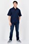 Jeans Men Regular Fit Textured Short Sleeve Casual Shirt, Navy Blue - 4