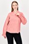 Women Split Neck Embroidered Long Sleeve Blouse, Old Rose