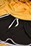 Black Blue Colored White Piping Combed Cotton Slit Drawstring Mini Shorts - 2