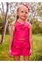 Girl's Floral Patterned Shorts Set 4-8 Years Fuchsia