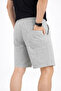 Men's Linen Fabric Shorts with Pockets, Relaxed Fit, Elastic Waist - Gray - 4
