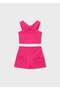 Girl's Floral Patterned Shorts Set 4-8 Years Fuchsia - 2