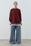 Merwish Lace Detail Skirt with Undershirt Loly Sweat 1793 Burgundy - 6