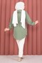 Double Collared, Tie-Waist Hijab Shirt, Khaki - 5