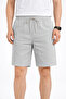Men's Linen Fabric Shorts with Pockets, Relaxed Fit, Elastic Waist - Gray - 3