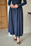 Women's Crinkled Flared Maxi Skirt Navy Blue - 7