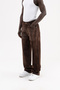 Men's Suede Finish Baggy Jean Trousers Brown - 3