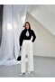 Black Oversize Poblin Fabric Women's Shirt with Scarf - 3