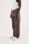 Men's Soft Surfaced Baggy Relaxed Jean Trousers Brown - 3