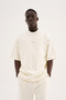 Men's Metal Label Jacquard Oversize T-Shirt Ecru - 2