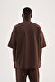 Men's Metal Label Jacquard Oversize T-Shirt Brown - 6