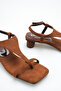 Women's Brown Suede Flip-Flop Sandals Single Strap Ankle Tie Back Open Slingback - Summer - 3
