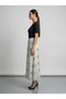 Apsen Women's White Geometric Patterned High Waist Elastic Flowy A-Line Maxi Skirt 2204-90 - 6