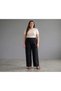 Women's Large Size Crepe Fabric Elastic Waist Pocketed Lycra Wide Leg Pants - 3