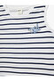 Baby Boy Shark Embroidered Sleeveless Crew Neck Cotton Striped Undershirt - 3