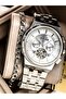 Automatic (Battery-Free) Men's Wristwatch, Silver Steel Band, Functional, White Dial, + Chain Bracelet - 2