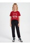 Round Neck T-Shirt Long Sweatpants Print Detailed Girls' Top and Bottom Set