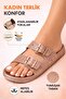 Silvery Double Buckle Women's Orthopedic Sole Slippers - 3