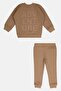 Toddlers Boy 2Pcs Brand Logo Long Sleeve Sweatshirt With Jogger Pants Set, Brown - 3