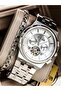 Automatic (Battery-Free) Men's Wristwatch, Silver Steel Band, Functional, White Dial, + Chain Bracelet - 3