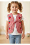 Strawberry Embroidered Red Gingham Quilted Girls' Vest