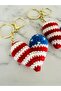 Hand Knitted Heart Keychain – American Flag Patterned Bag Charm & Key Ornament - 3