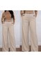 Women's High Waist Wide Leg Detailed Imported Crepe Trousers with Pockets