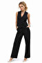 Women's V-Neck Button Detailed Lined Fabric Vest Trousers Double Set 6709