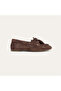 Women's Brown Perforated Suede Leather Boat Shoes - 2