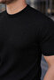 Men's Premium Striped Summer Black Slim Fit Knitwear T-Shirt - 4