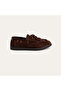Women's Brown Suede Textured Leather Boat Shoes - 2