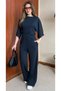 Women's Modal Suit Women's Black Modal Suit Skirt with Band Blouse and Loose Pants Pique Modal Suit