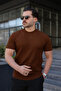 Men's Premium Striped Summer Coffee Color Slim Fit Knitwear T-Shirt - 2