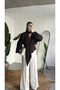 Women's Brown Shawl Collar Draped Blouse Long Sleeve Stylish Office Blouse - 3