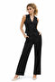 Women's V-Neck Button Detailed Lined Fabric Vest Trousers Double Set 6709 - 3