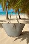 Natural Looking Vegan Beach Bag or Daily Bag with Colorful Self-Tie Straps - 3