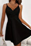 New Season Women's Rope Strap Double Breasted Collared Short Imported Crepe Dress - 4