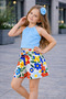Girl's Floral Patterned Shorts Set with Strap Top and Accessories 3 Pieces - 3/12 Years - 31701 - 3